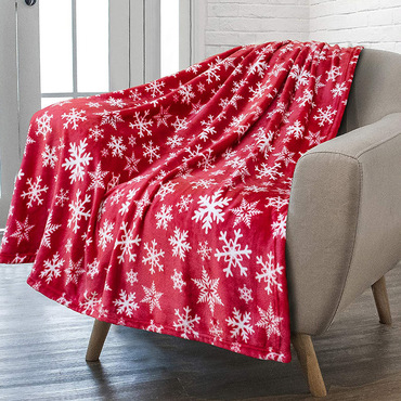 Christmas Print Flannel Coral Chic Fleece Blanket Holiday Gift