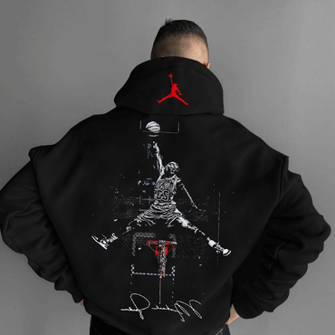 Oversized Unisex Basketball Black Print Chic Hoodie