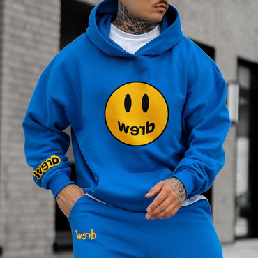 Unisex Oversized Smiley Print Chic Hoodie