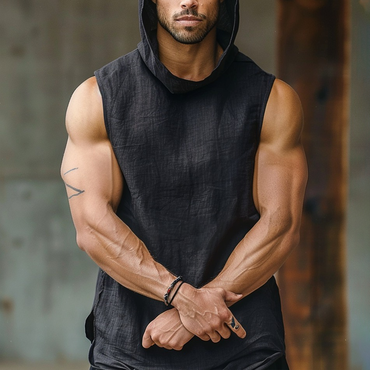 Men's Linen Hooded Sleeveless Chic Top