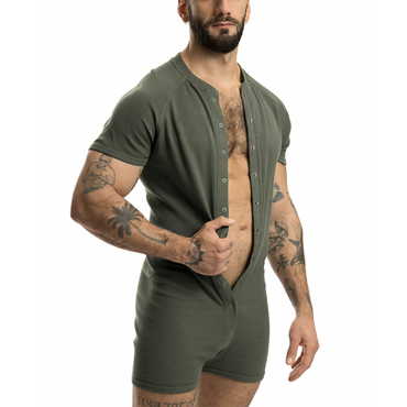 Men's All-over Buttoned One-piece Chic Pajamas