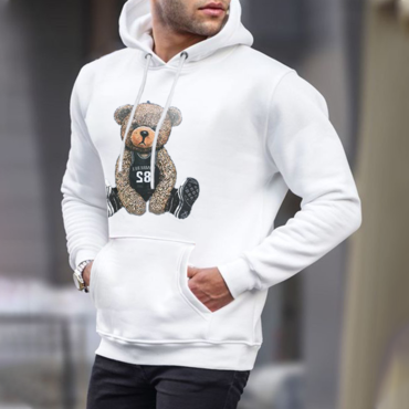 Men's Oversized Cute Bear Print Chic Hoodie