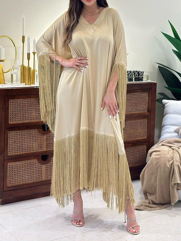 Stylish Fringed Ramadan Kaftan Chic Dress