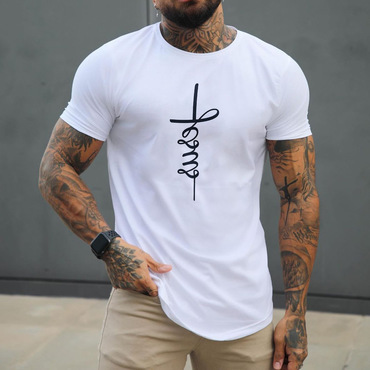 Men's Jesus Basic All-match Chic Comfortable Round Neck Cotton T-shirt