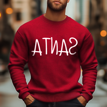 Christmas Santa Letter Print Chic Crew Neck Sweatshirt For Men And Women