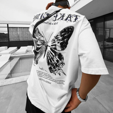 Men's Oversized Butterfly Print Chic T-shirt