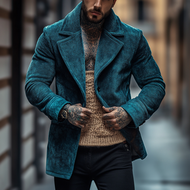 Street Fashion Casual Men's Chic Jacket Jacket Suede Short Blazer Jacket