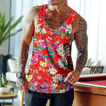 Men's Casual Breathable Printed Chic Vest Seaside Beach Vest