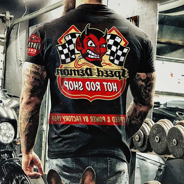 Mens Speed Demon Motorcycle Print Chic Fashion T-shirt