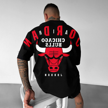 Oversized Street Style Basketball Print Chic Tee Bulls Tee