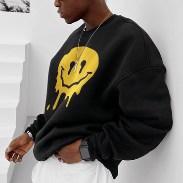 Men's Fashion Smiley Printed Chic Oversized Casual Sweatshirt