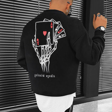 Men's Fashion Oversized Casual Chic Poker Print Sweatshirt