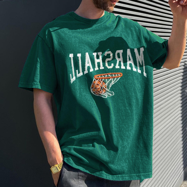 Unisex Vintage Marshall University Chic Basketball Print T-shirt