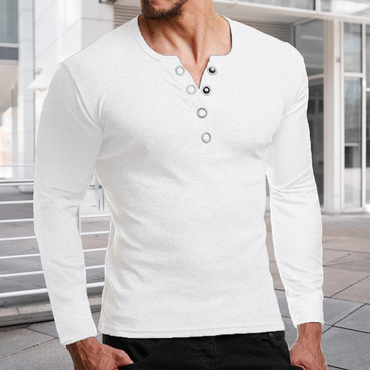 Men's Casual Solid Color Chic Pullover Long Sleeve T-shirt