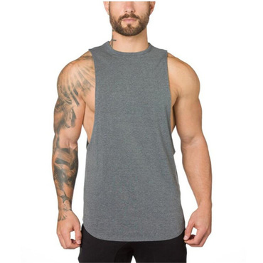 Men's Pure Cotton Loose Chic Elastic Vest European And American Long Fitness Sports Bottoming Shirt