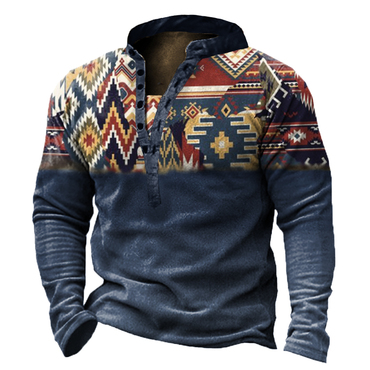 Men's Outdoor Ethnic Pattern Chic Stitching Tooling Tactical Sweatshirt