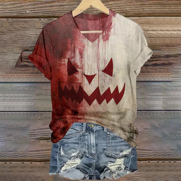 Womens Halloween Blood Print Chic Casual T-shirt