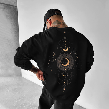 Unisex Oversized ''astral Spine'' Chic Crew Sweatshirt