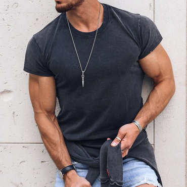 Men's Casual Basics Round Neck Chic Cotton Short Sleeve T-shirt