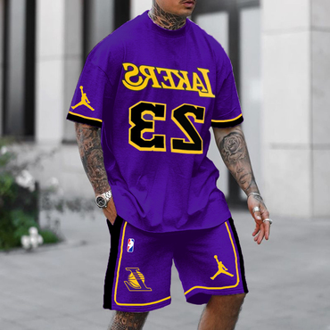 Men's Los Angeles Angels Chic Basketball Printed Jersey Sports Shorts Suit