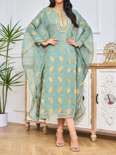 Embroidered Gold Web Ramadhan Chic Robe