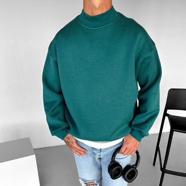 Unisex Casual Solid Color Chic Half Stand Collar Sweatshirt