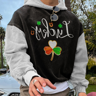 Men's St. Patrick's Day Chic Printed Vintage Long Sleeve Hoodie