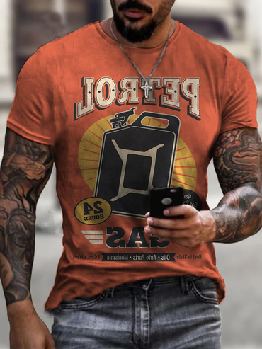 Retro Gas Station Print Chic T-shirt