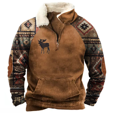 Men's Vintage Ethnic Print Chic Raglan Sleeves Sweatshirt