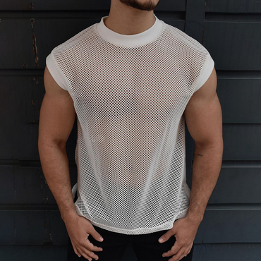 Men's See-through Mesh Sleeveless Chic Tank Top