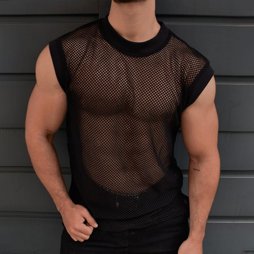 Men's See-through Mesh Casual Chic Sleeveless Tank Top