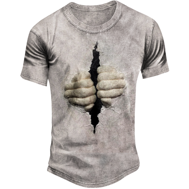 Men's Open The Cracks Chic In The Wall Graphic Print Casual Crew Neck Short Sleeve T-shirt