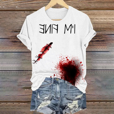 Women's Halloween Im Fine Chic Printed Casual T-shirt