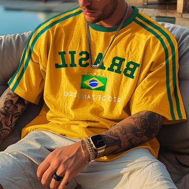 Unisex Retro Brazilian Football Chic Oversized T-shirt