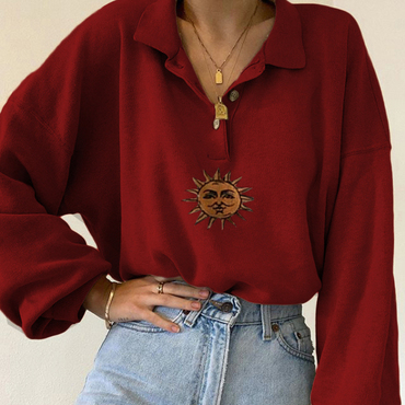 Sun Print Long Sleeve Chic Sweatshirt