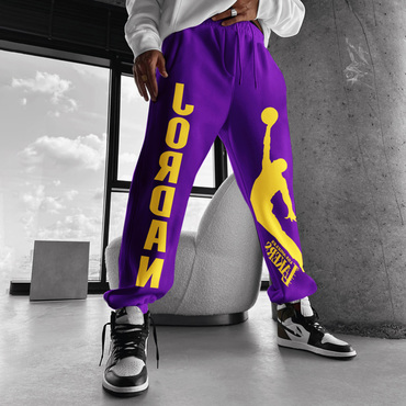 Fashionable Casual Basketball Print Chic Men's Sweatpants