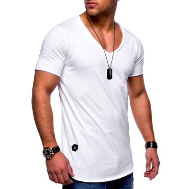 Men's Athleisure Crew Neck Chic Raw Edge Short Sleeve T-shirt Top