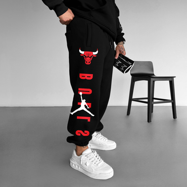 Men's Street Style Basketball Print Chic Sweatpants Chicago Basketball Print Sweatpants