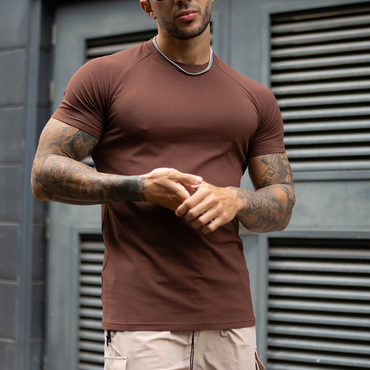 Men's Raglan Sleeve Plain Chic Casual Gym T-shirt