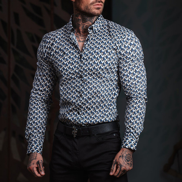 Men's Tight Lapel Printed Chic Shirt