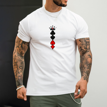 Poker Crown Print Men's Chic Casual Slim Short Sleeve T-shirt