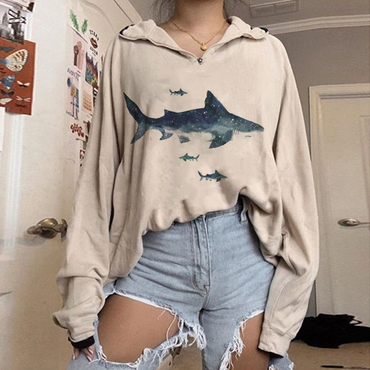 Summer Retro Surf Marine Chic Life Printed Casual Sweatshirt