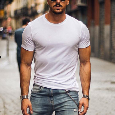 Men's Casual Basics Breathable Chic Crew Neck Cotton Short Sleeve T-shirt