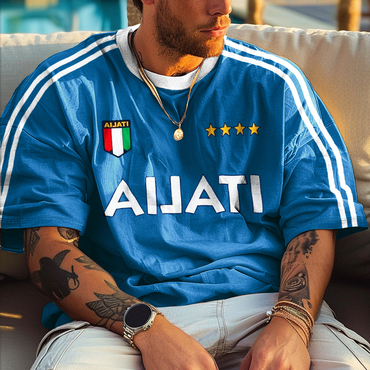 Unisex Retro Italian Football Chic Oversized T-shirt