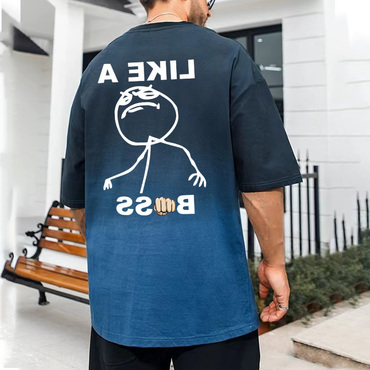 Men's Vintage Gradient Print Chic Loose Short Sleeve Oversized T-shirt