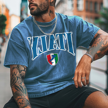 Unisex Vintage Italian Flag Chic Football Print T-shirt