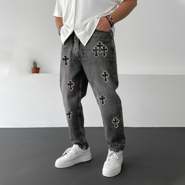 Men's Fashion Print Chic Jeans