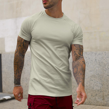 Men's Raglan Sleeve Plain Chic Simple Gym T-shirt