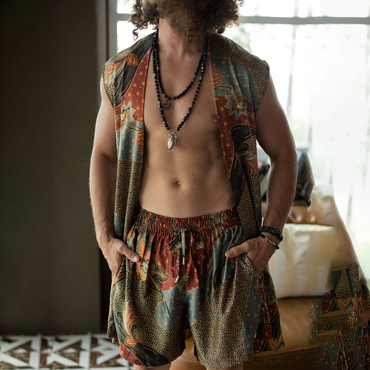 Men's Holiday Bohemian Printed Chic Sleeveless Party Resort Suit