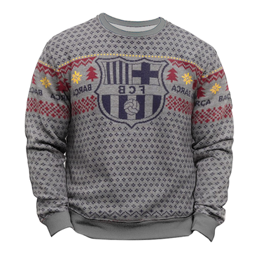 Fc Barcelona Football League Chic Gray Christmas Ugly Sweatshirts